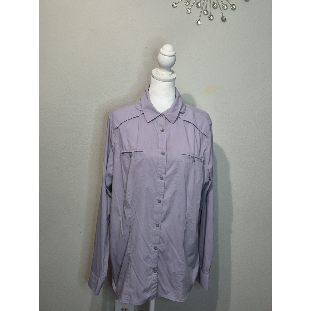 Duluth Trading Co Women Long Sleeve Utility Shirt Size Large Hiking Fishing Mesh